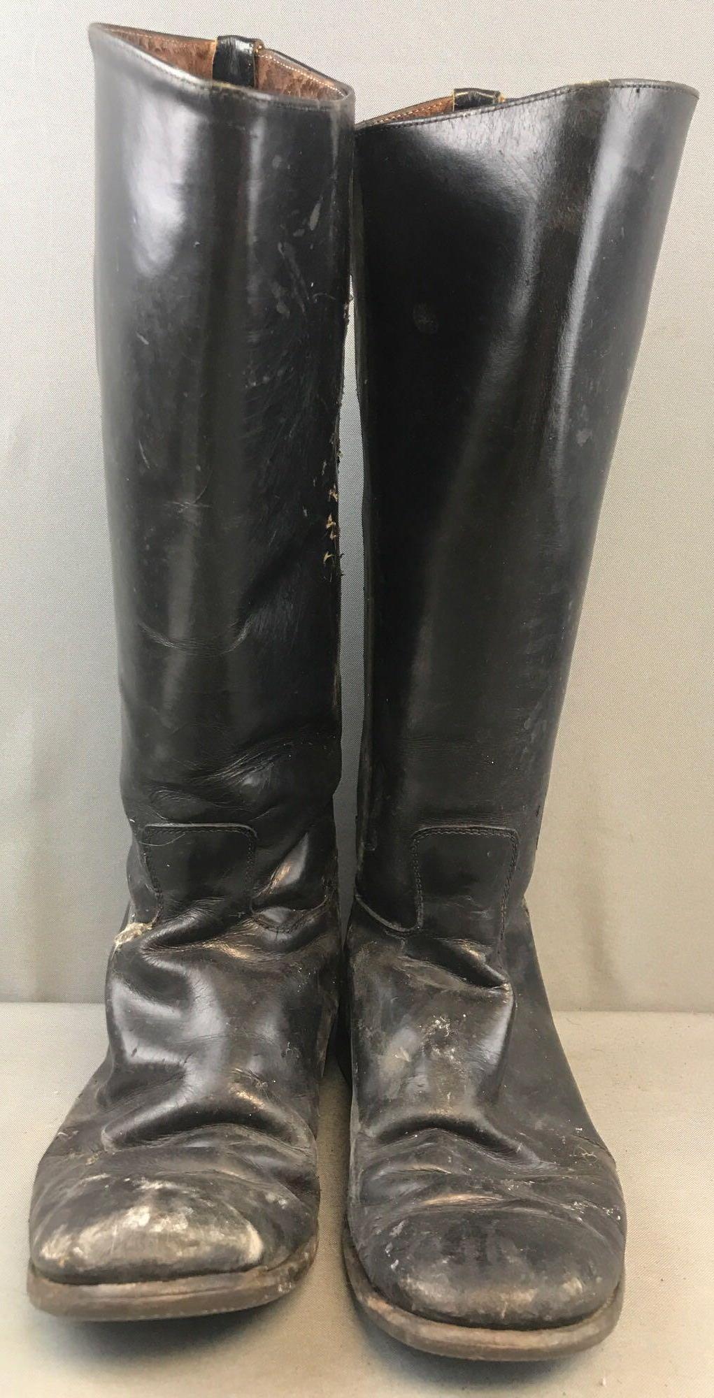 Catspaw Black Leather Riding Boots: No discernible size-11.25 inches heel to toe, 18.5 inches tall