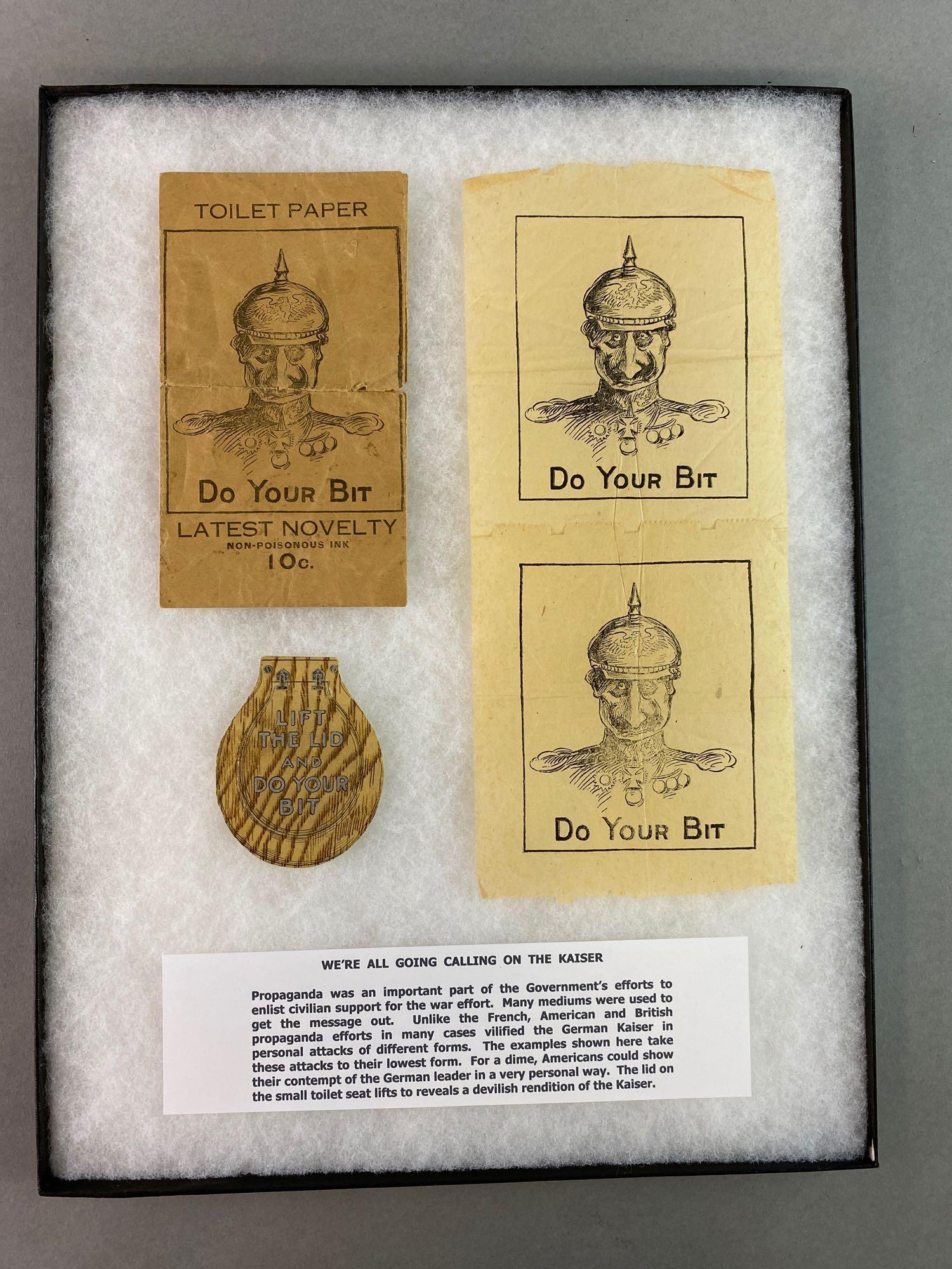 Group of WW1 Anti-German Propaganda: Includes novelty toilet paper, and more.