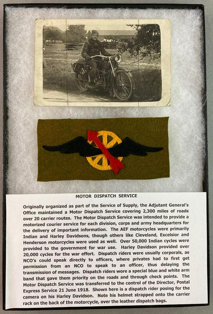 WW1 Motor Dispatch Service Photo and Patch: Includes Write up on Items