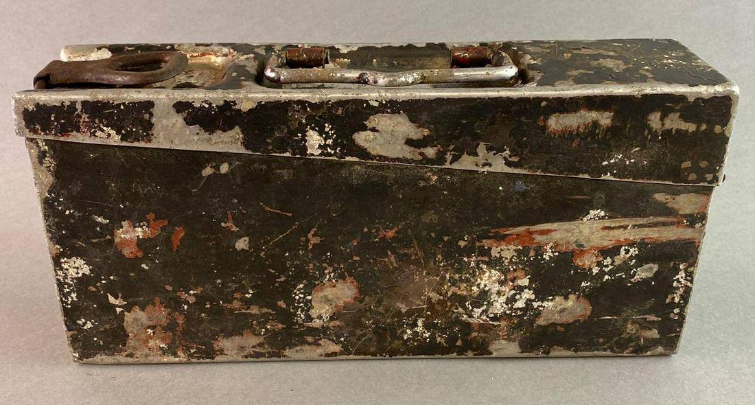 WW2 German Paratrooper Ammunition Can.: Made of aluminum. Measures 14 1/4 x 3 1/2 inches.