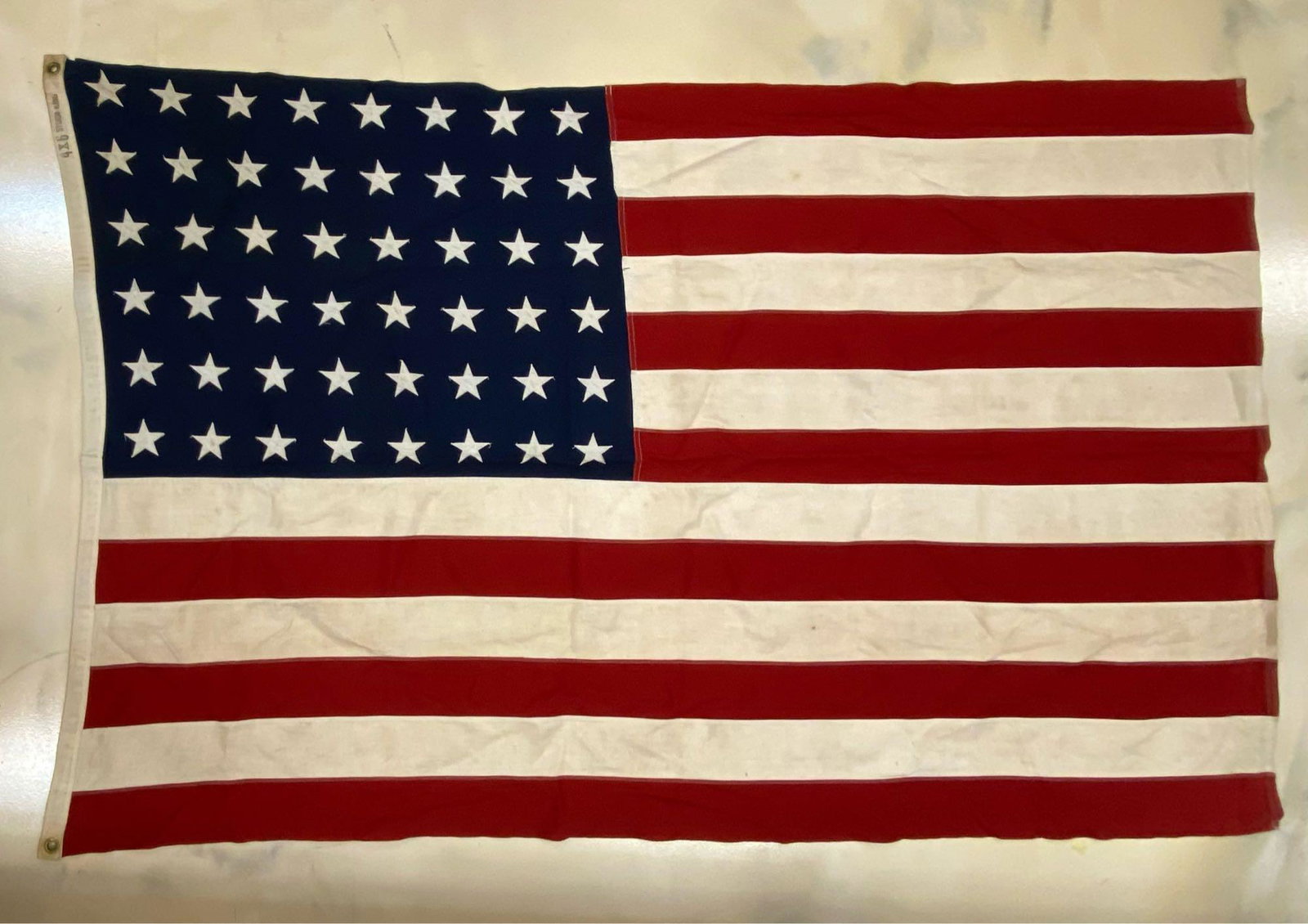 WW2 48 Star US Flag: Manufactured by Storm King. Measures 4 x 6 feet.