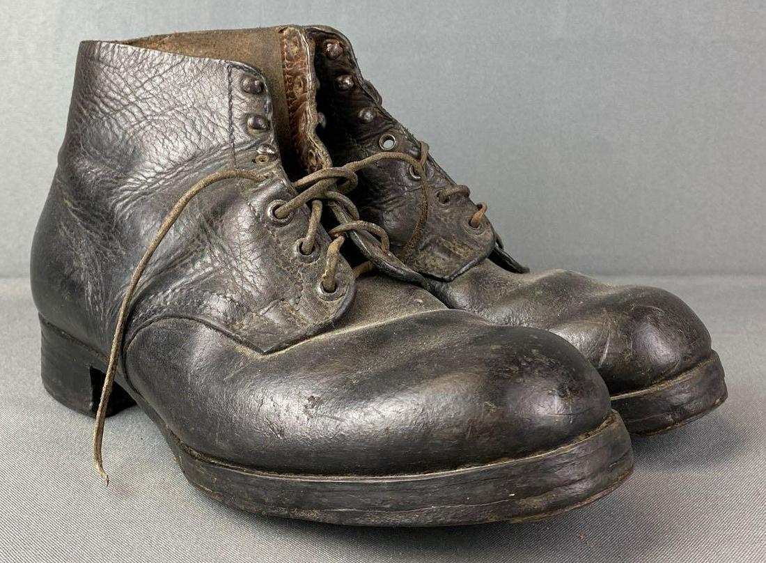 WW2 German M42 Combat Boots: Has toe and heel plates. Marked 42 on the bottom