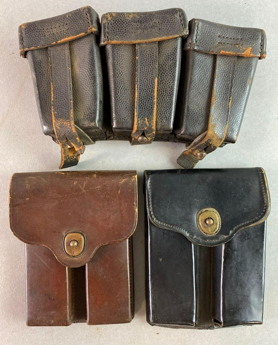 Group of 3 Vintage Ammo Pouches: The brown one is dated 1922.