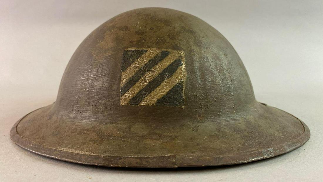 WW1 British/American 3rd Division MK1 Helmet: The Shell is manufacturer mark of HS90, made by British manufacturer Hadfield Ltd of Sheffield. The liner is American. 3rd Infantry Division hand painted insignia.