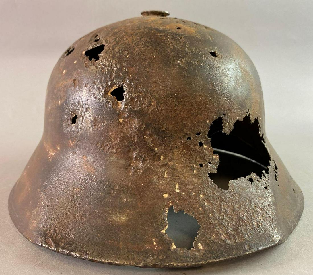 WW1 Austrian M17 Berndorfer Helmet: In dug condition. Manufactured by Berndorfer Metallwarenfabrik Arthur Krupp A.G.
