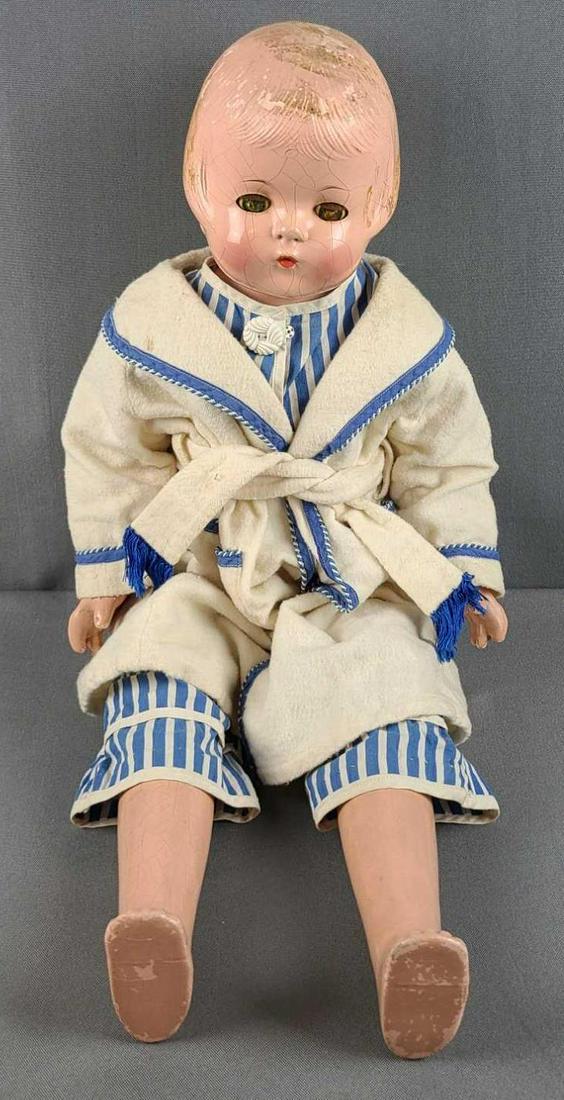Effanbee Composition Lovums doll: With sleep eyes. Crazing, paint loss. Fabric body.