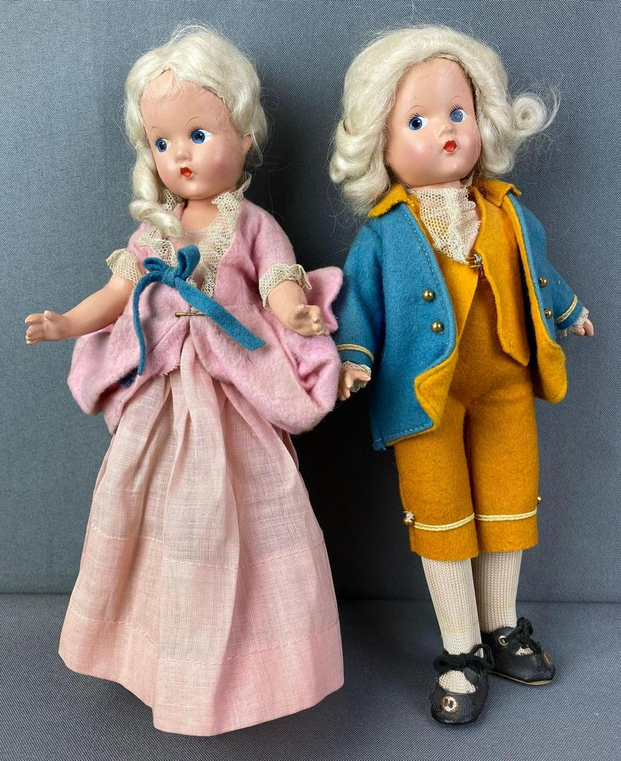 Group of 2 Effanbee Suzette Dolls: Effanbee George & Martha Washington. 11 inches tall