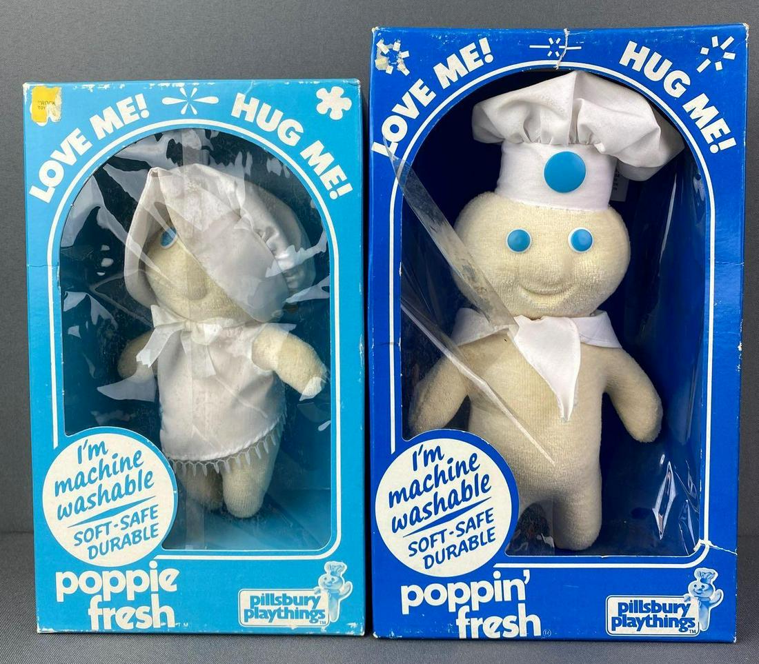 Group of 2 Pillsbury Playthings Dolls: Includes Poppin Fresh and Poppie Fresh, both in original boxes
