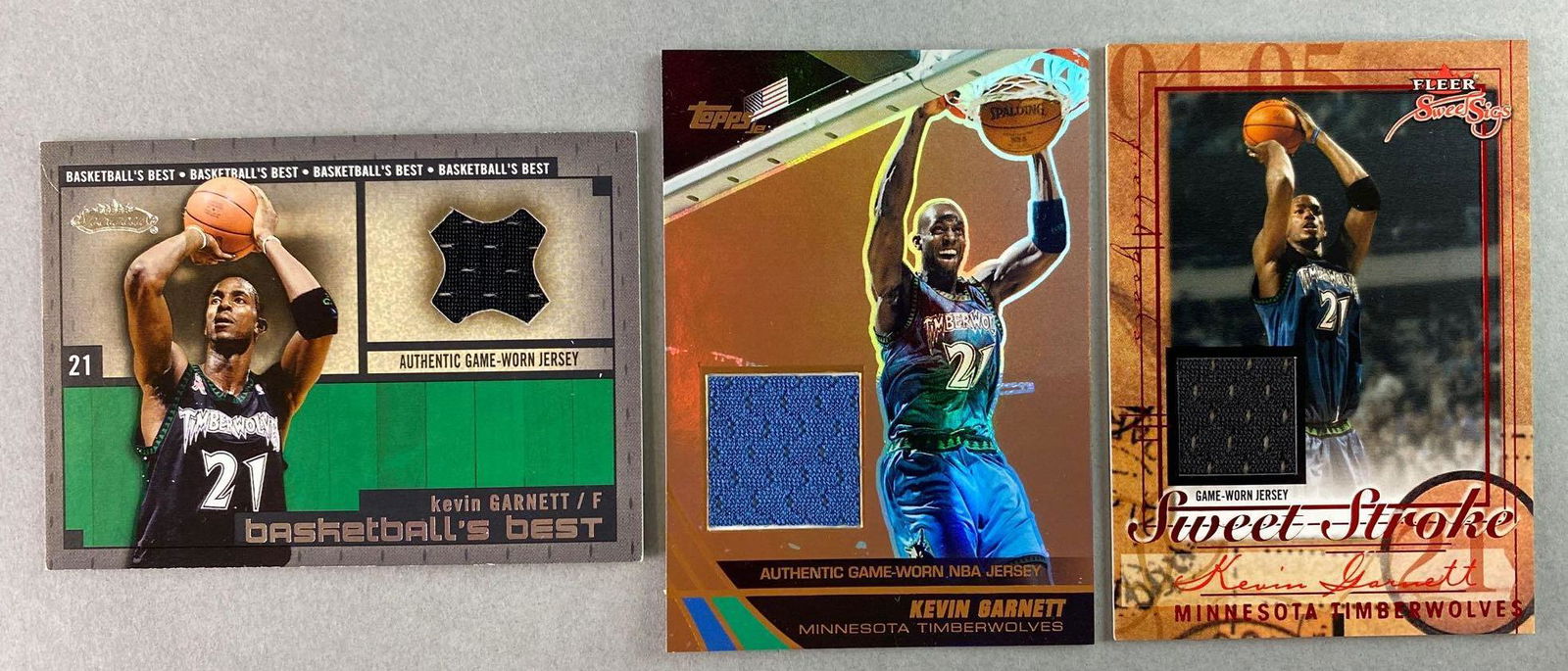 Group of 3 Kevin Garnett Game Worn Jersey Cards (1 of 2)