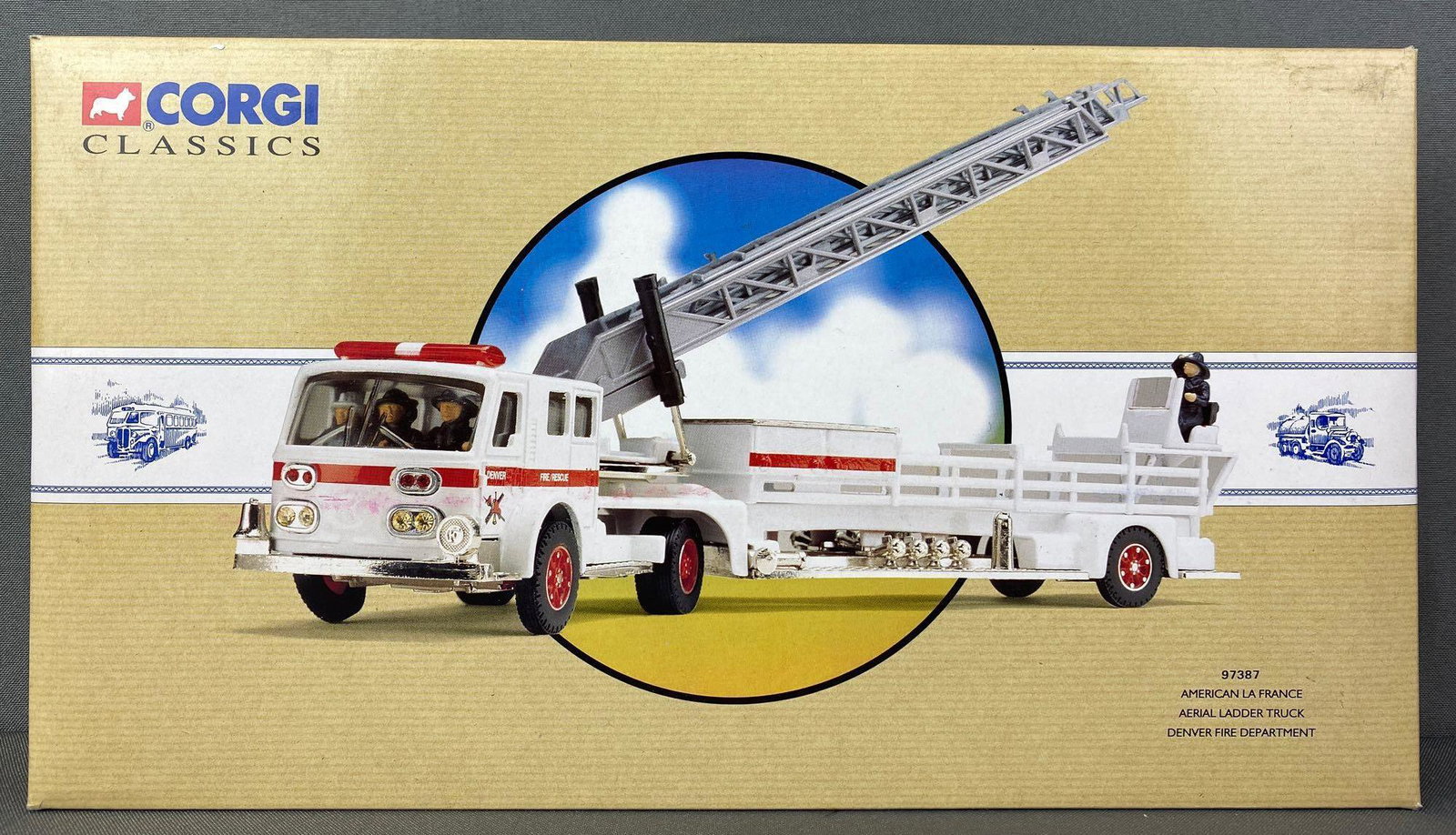 Corgi American La France Aerial Ladder Truck: Denver Fire dept., die-cast, with original box, 1994