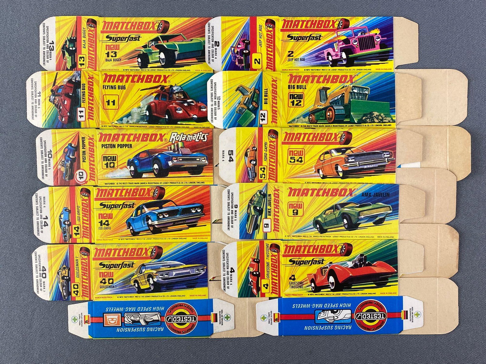 Group of 10 Empty Matchbox Vehicle Boxes (1 of 3)