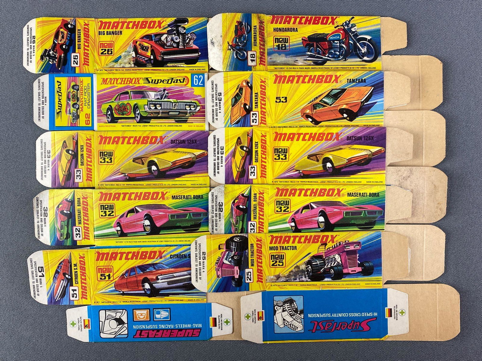 Group of 10 Empty Matchbox Vehicle Boxes (1 of 3)