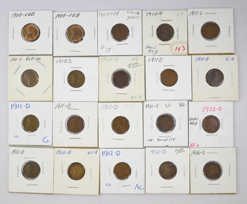 Group of (140) Lincoln Wheat Cents Teens & 20's with (1 of 5)