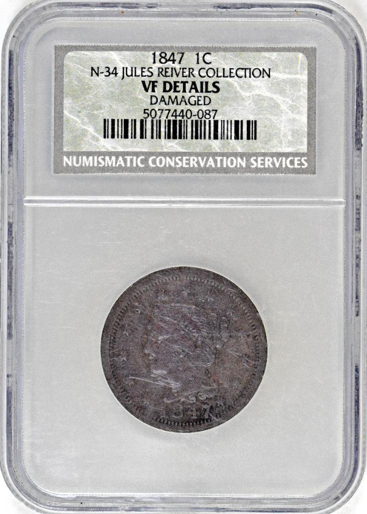 1847 Braided Hair Large Cent (NCS) VF details (1 of 4)