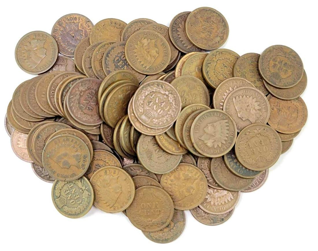 Group of (110) Indian Head Cents: Misc dates, circulated.