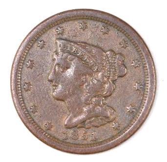 1851 Braided Hair Half Cent (1 of 2)