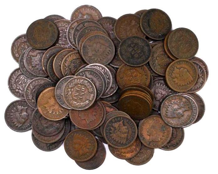 Group of (100) Indian Head Cents (1 of 1)