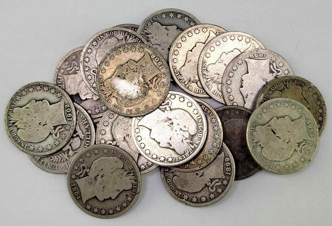Group of (20) Barber Silver Half Dollars (1 of 1)