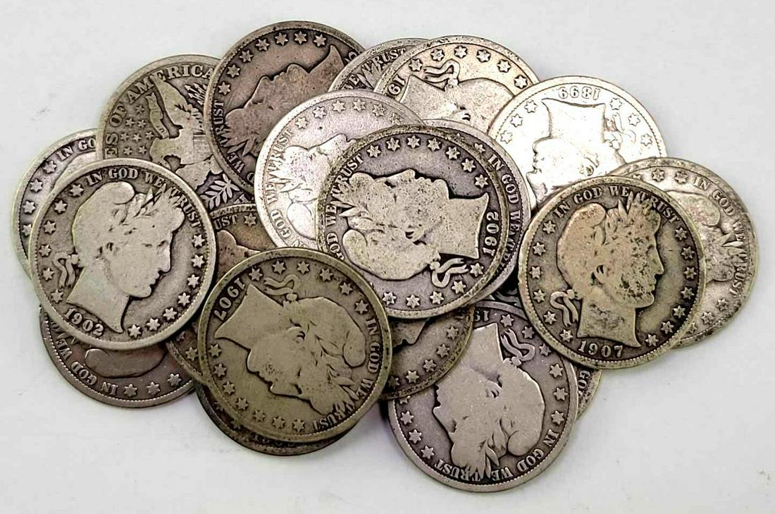 Group of (20) Barber Silver Half Dollars (1 of 1)