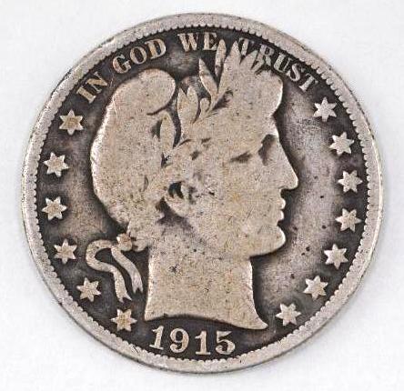 1915 P Barber Silver Half Dollar (1 of 2)