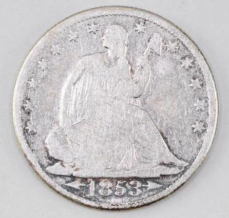 1853 P Arrows & Rays Seated Liberty Silver Half Dollar (1 of 2)