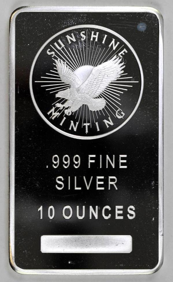 Sunshine Minting 10oz. .999 Fine Silver Ingot/Bar (1 of 2)