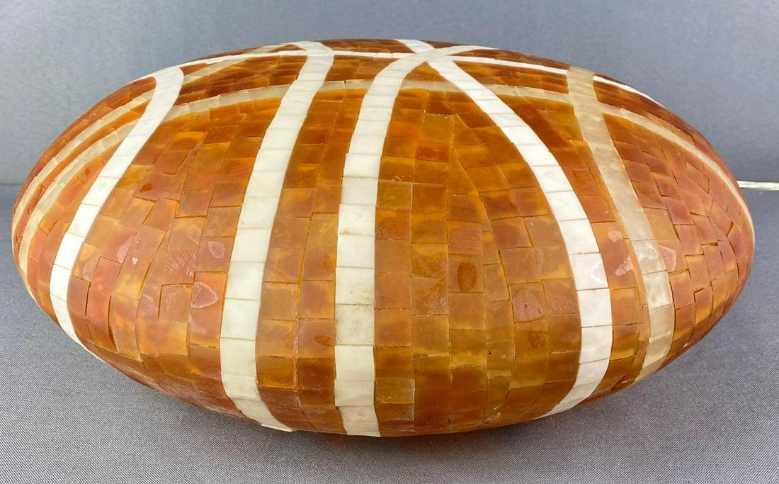 MCM Kayak Orange and White Lamp: 15 wide by 5 1/2 inches tall, Working Condition. Mid Century Modern