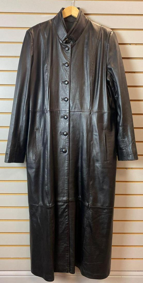 Womans Black leather coat (1 of 7)