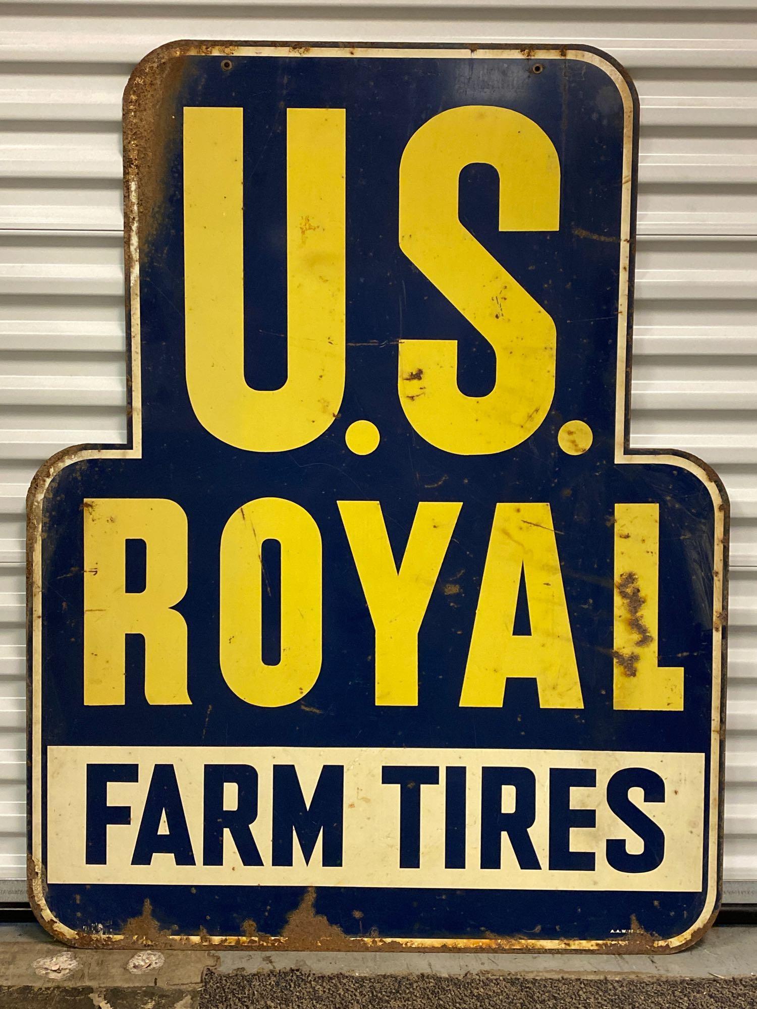 Vintage U.S. Royal Farm Tires Metal Advertising Sign (1 of 4)