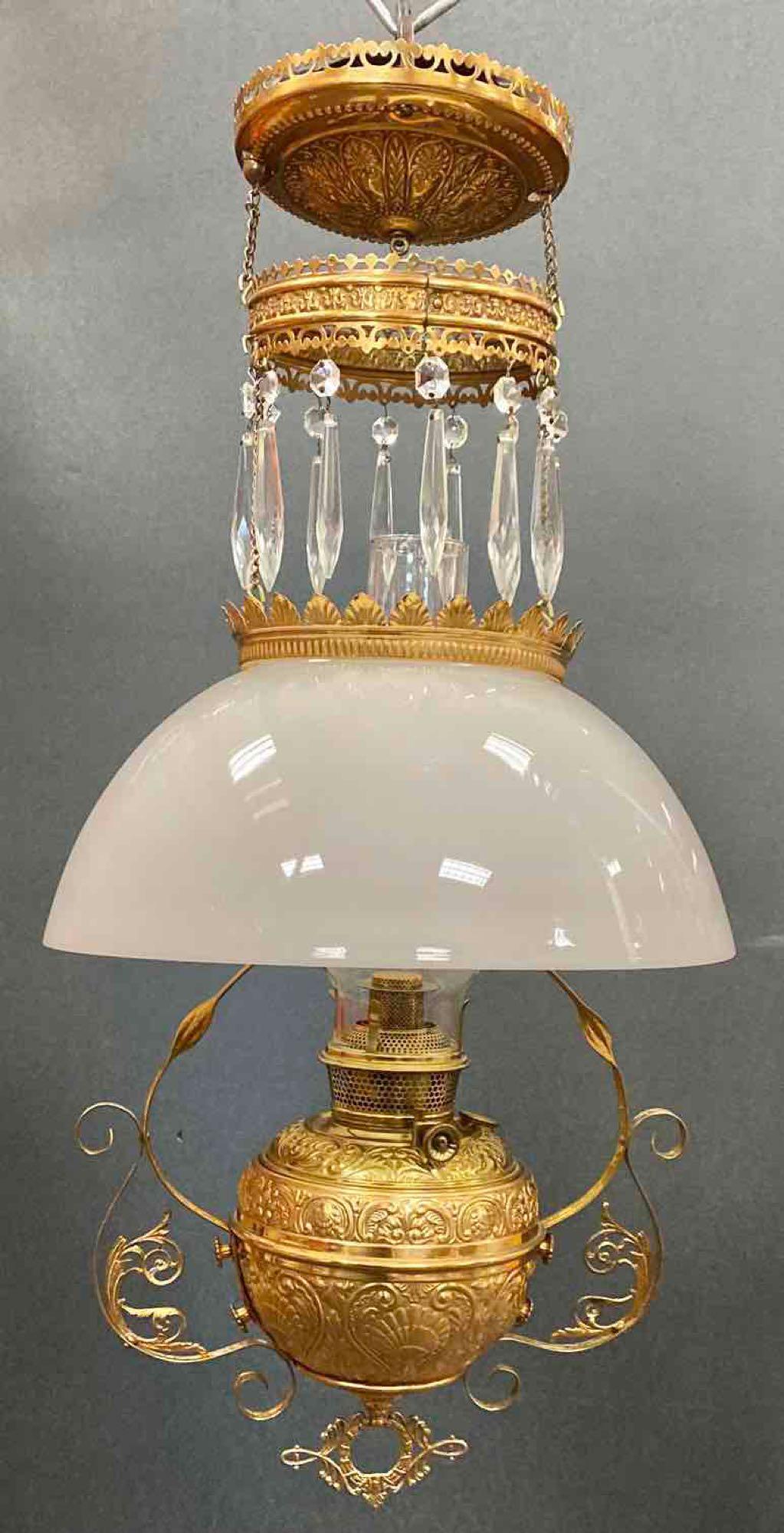 B&H Copper and Brass Hanging Oil Lamp (1 of 8)