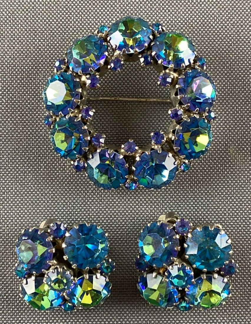 3-Piece Vintage Weiss Rhinestone Earrings and Brooch (1 of 2)