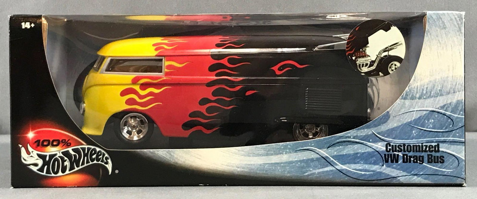Hot Wheels Customized VW Drag Bus: 1:18 scale die-cast, MIB.