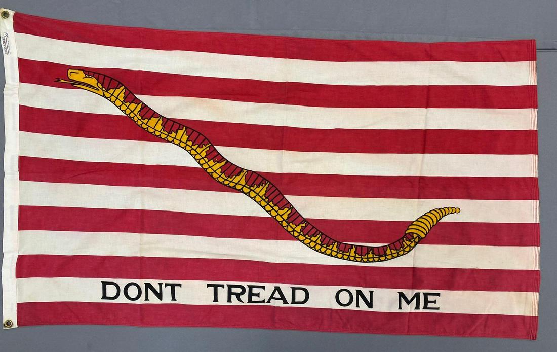 Donâ€™t Tread On Me Flag: Measures 32 x 57 1/2 inches.