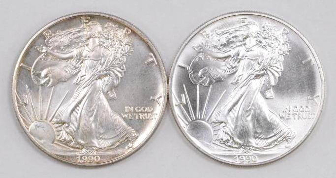 Group of (2) 1990 American Silver Eagle 1oz (1 of 2)