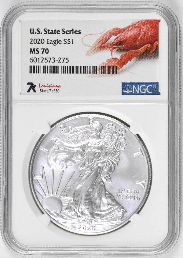 2020 American Silver Eagle 1oz (NGC) MS70 U.S. State (1 of 2)