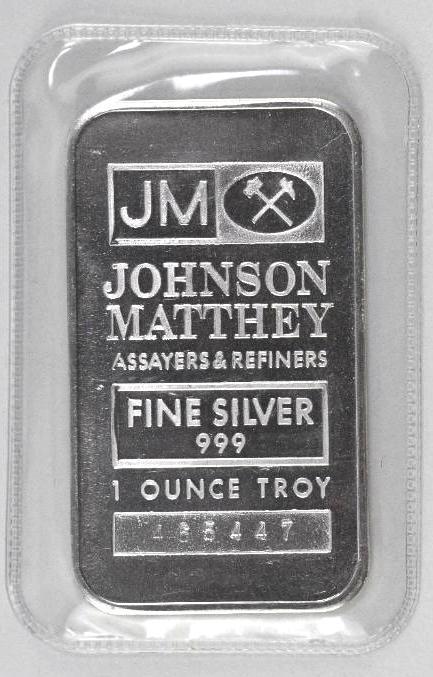 HTF Johnson Matthey 1oz. .999 Fine Silver Ingot/Bar: One Ounce .999 Fine Silver