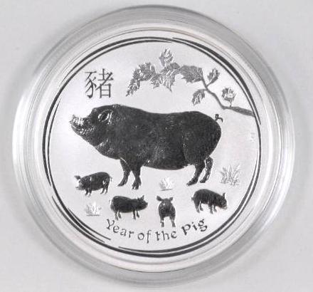 2019 Australia 50 Cents Year of the Pig 1/2oz. .9999: One Half Ounce .9999 Fine Silver.