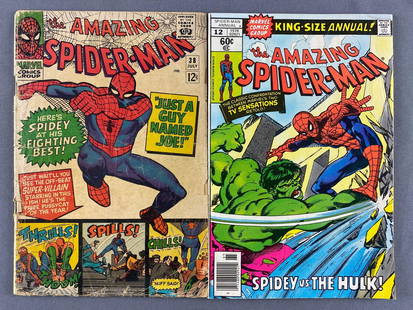 Group of 2 Marvel Comics The Amazing Spider-Man Comic: No. 38, July 1966, Silver Age, $.12 and King-Size Annual No. 12, 1978, Bronze Age, $.60. Bagged and boarded