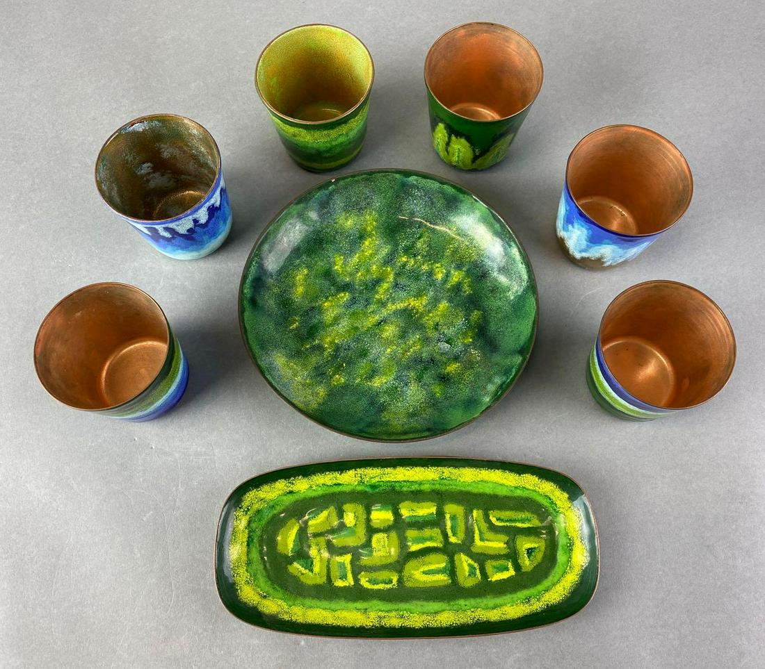 Group of Enameled Copper Dishes (1 of 14)