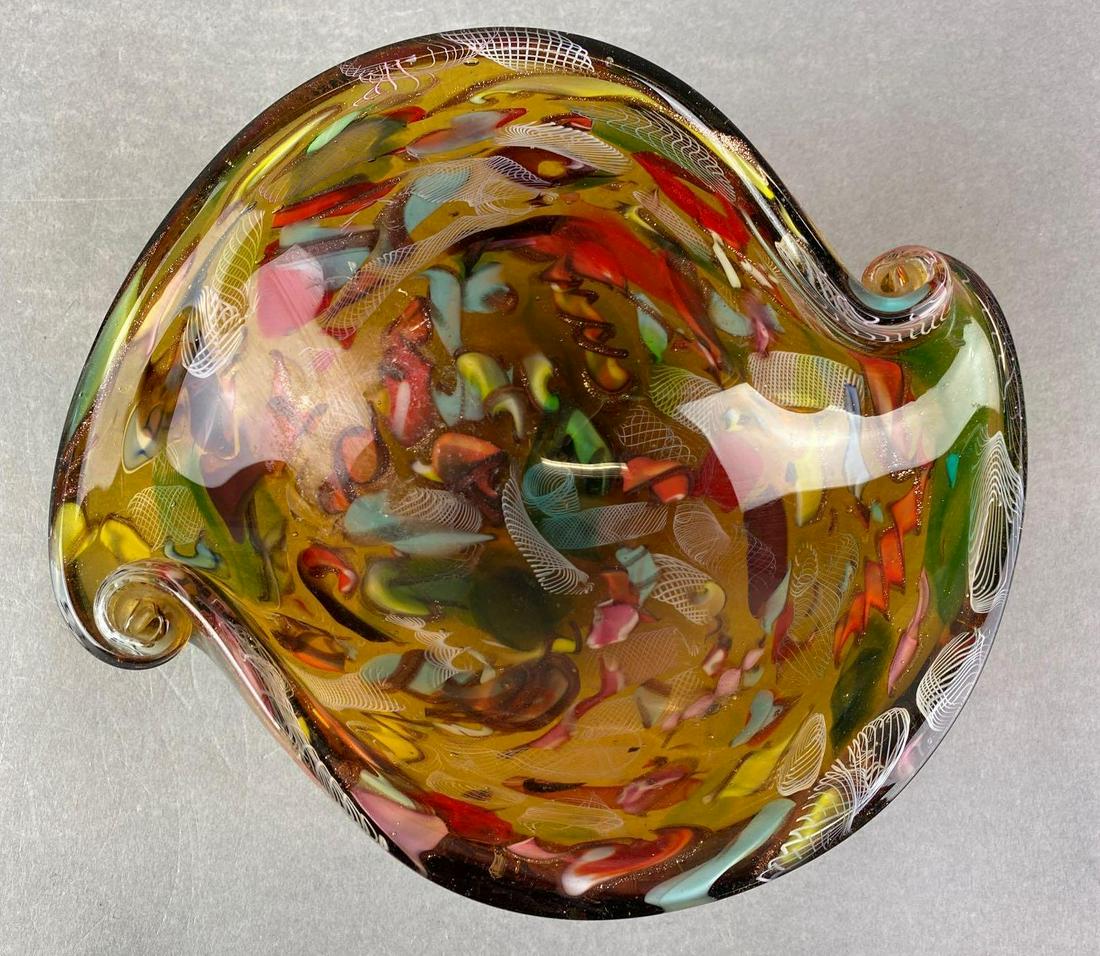 Murano Tutti Frutti Art Glass Bowl: 7.25X7X3 inches