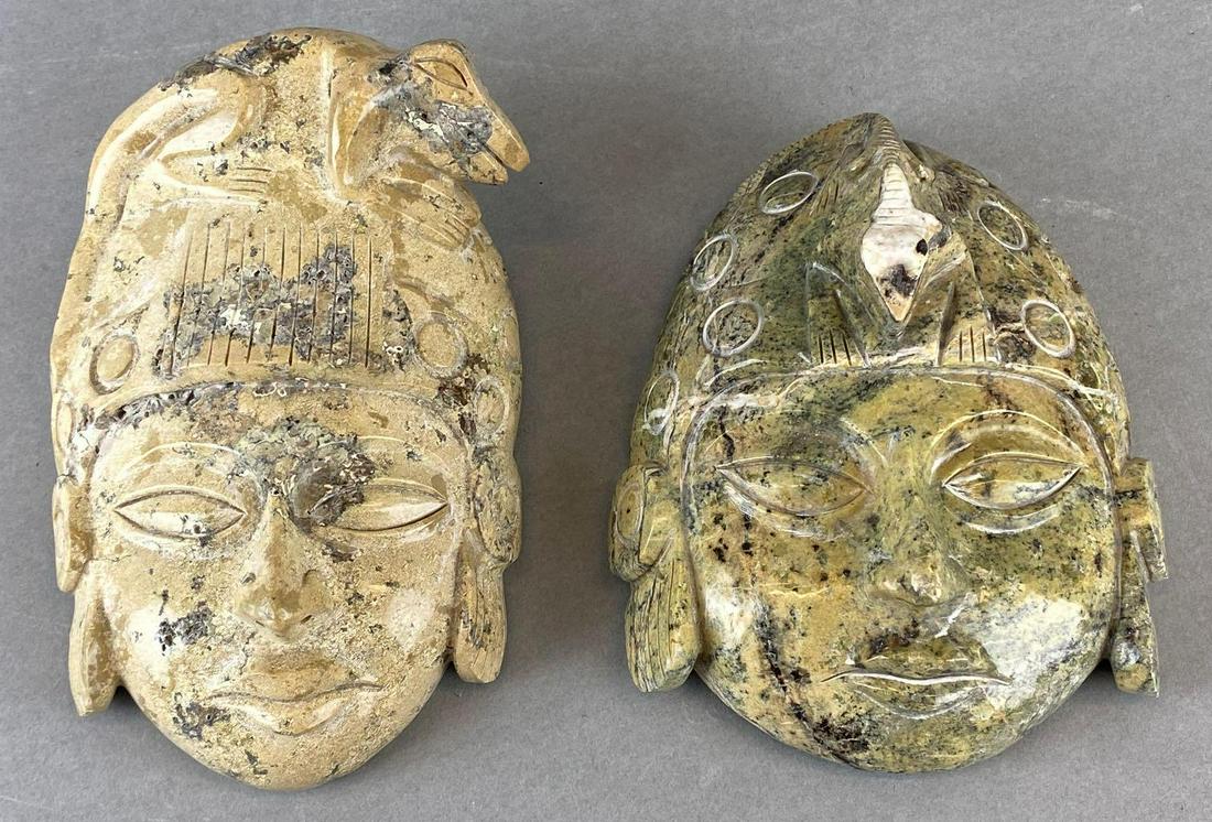 Group of 2 Carved Marble Deity Faces (1 of 5)