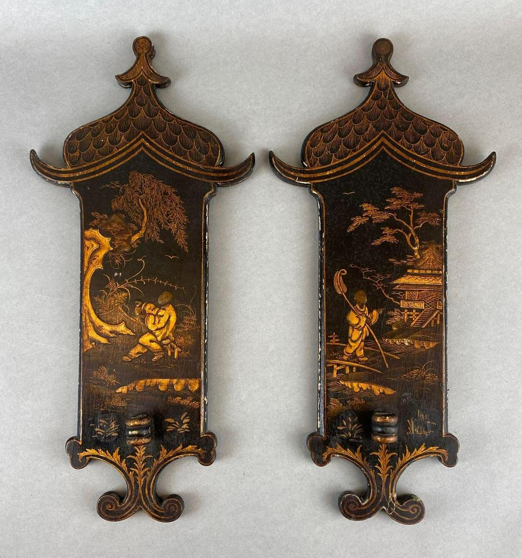 Set of 2 Chinese Wooden Candle Holders (1 of 4)