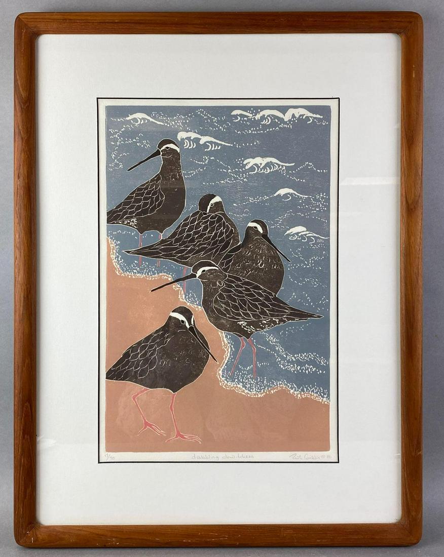 Ruth Conklin Dabbling Dowitchers Framed Print: artist signed - bottom right, dated 1988, 17/70, frame is 25.5X19.5 inches, print is 17.75X11.76 inches