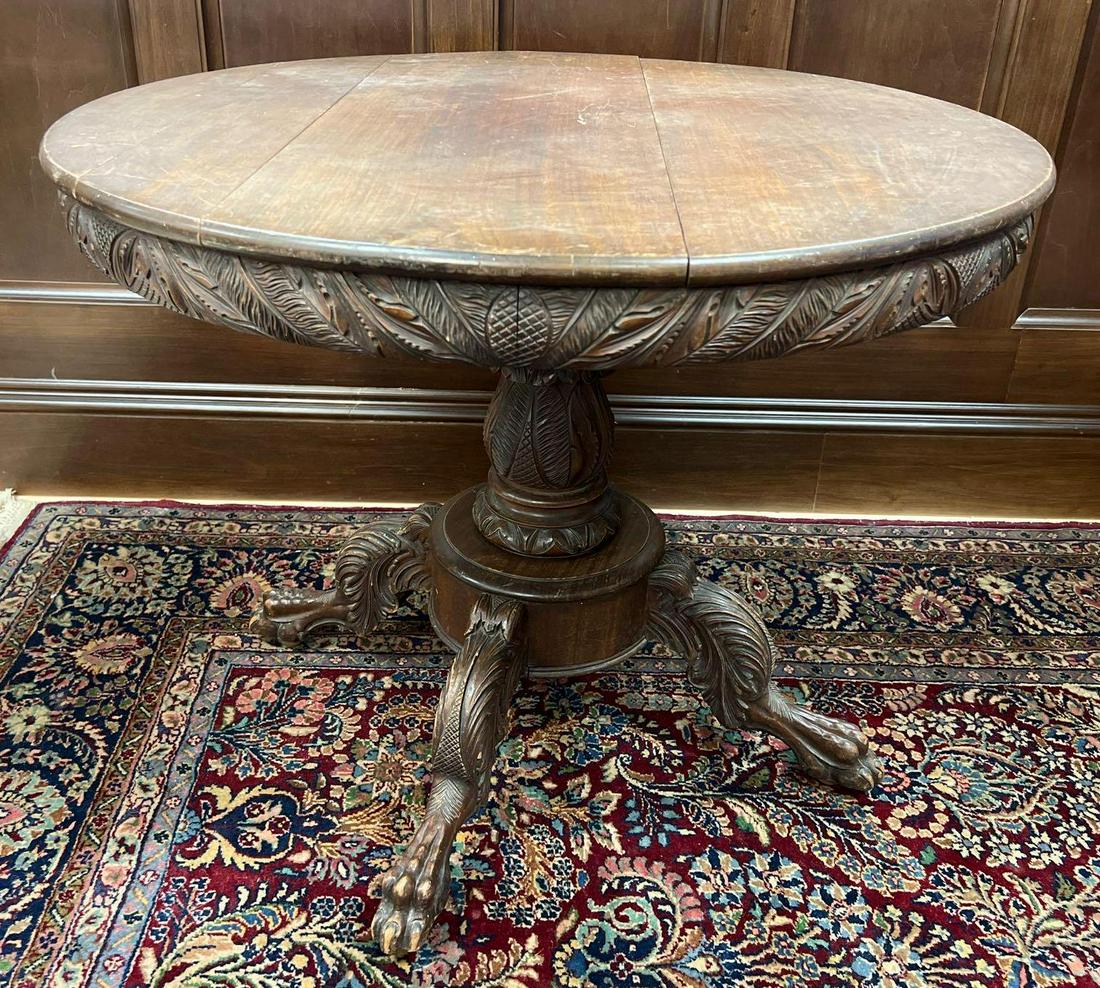 Antique Walnut Table with Paw Feet (1 of 4)