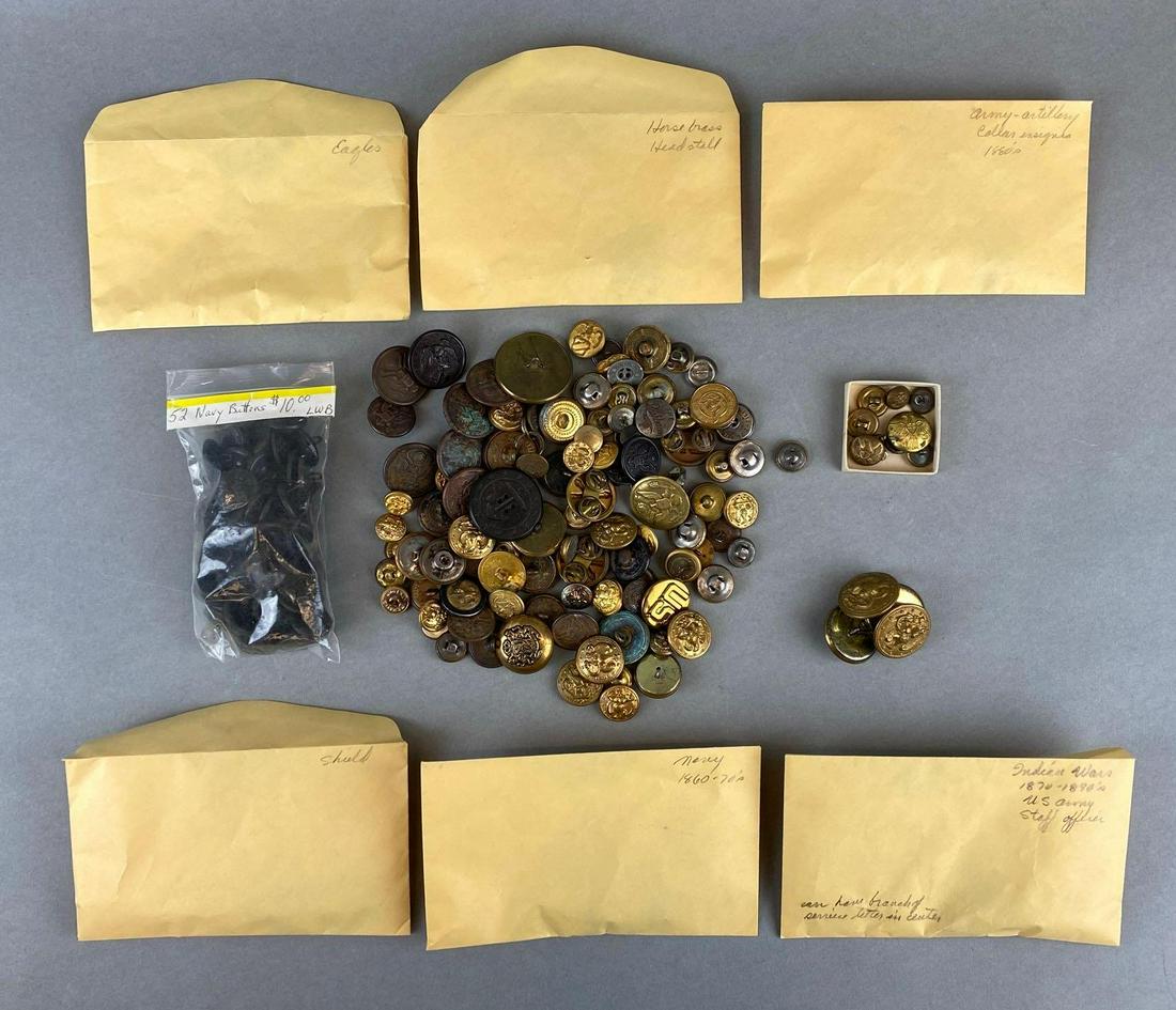 Group of 100+ Assorted Military Buttons and More (1 of 2)