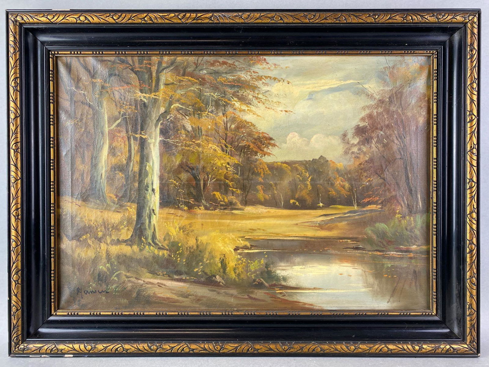 Autumn Forest Scene Framed Oil Painting on Canvas (1 of 5)