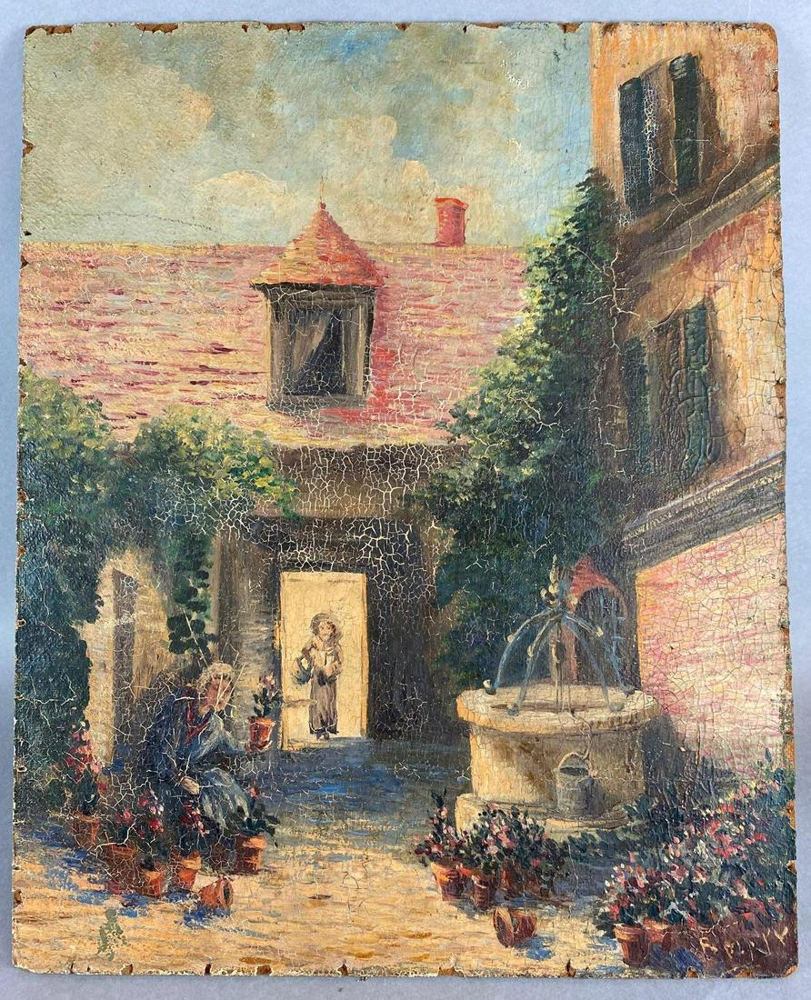 Double Sided Impressionist Nautical Courtyard Oil on (1 of 11)