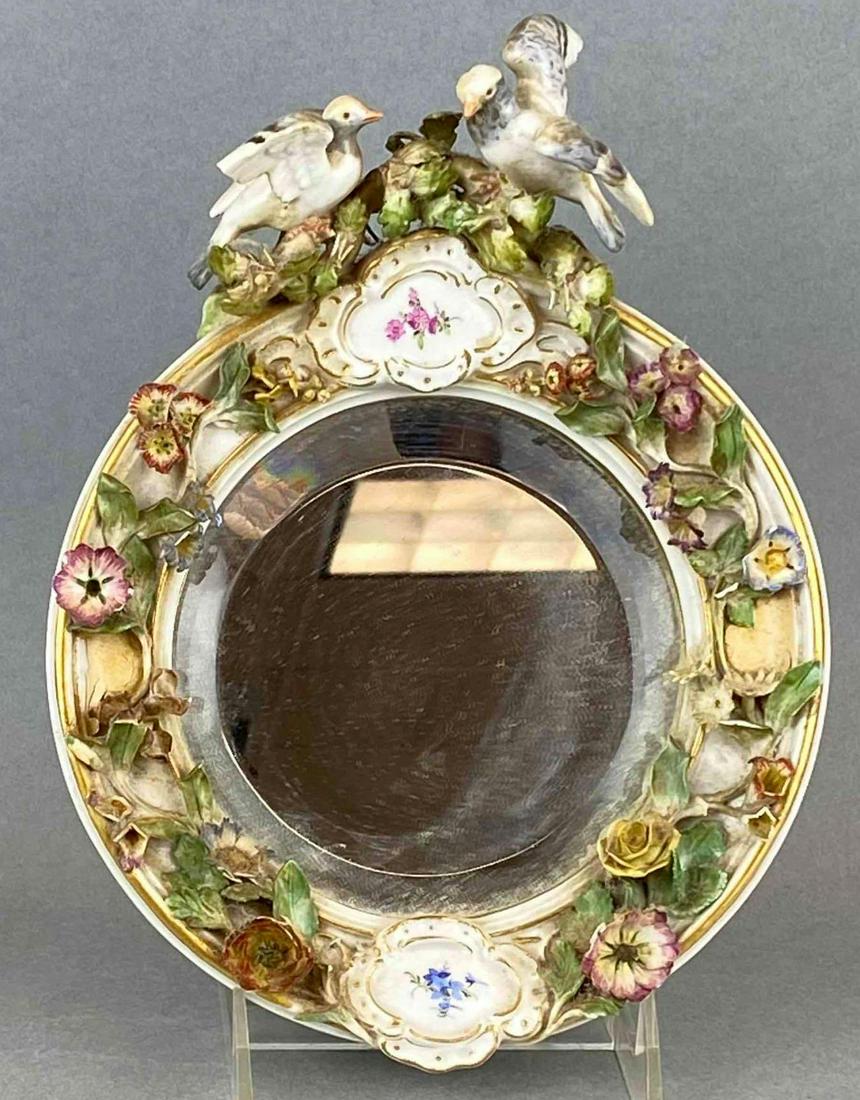 19th Century Porcelain Floral Hanging Mirror (1 of 5)