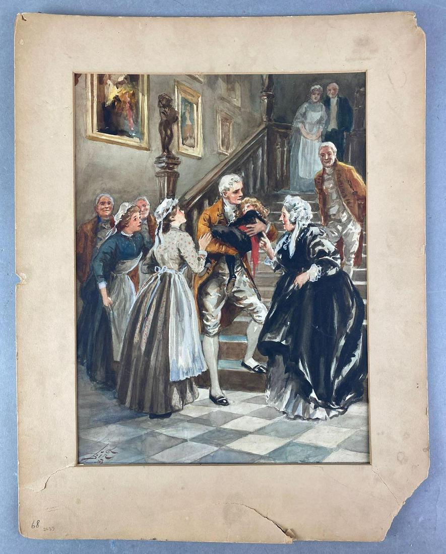 Original Scribner's Reginald Birch Little Lord: artist signed - bottom left, mat is 18X14 inches, painting is 16.25X12.25 inches