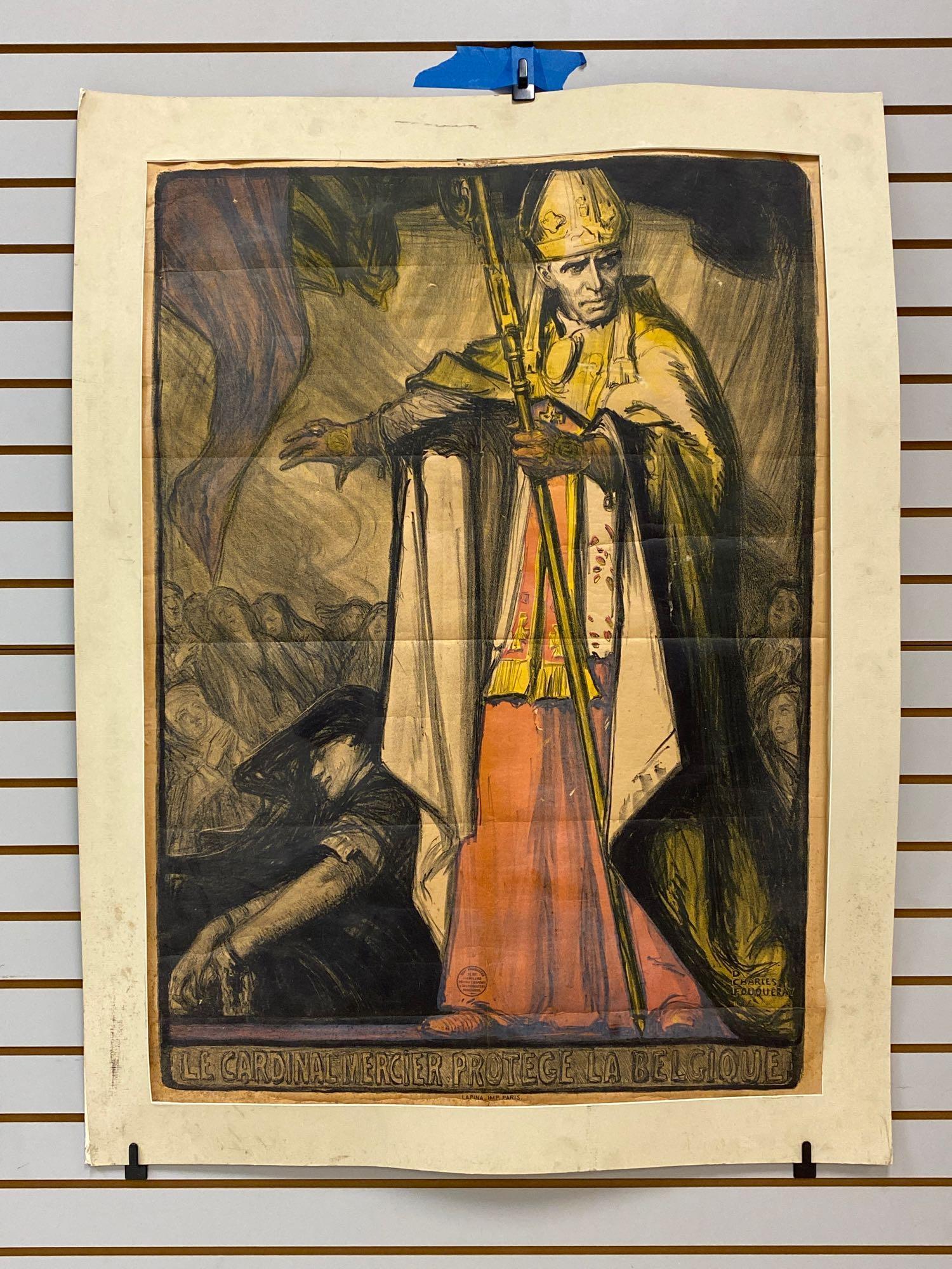 WW1 Propaganda Poster Le Cardinal Mercier Protege La (1 of 9)